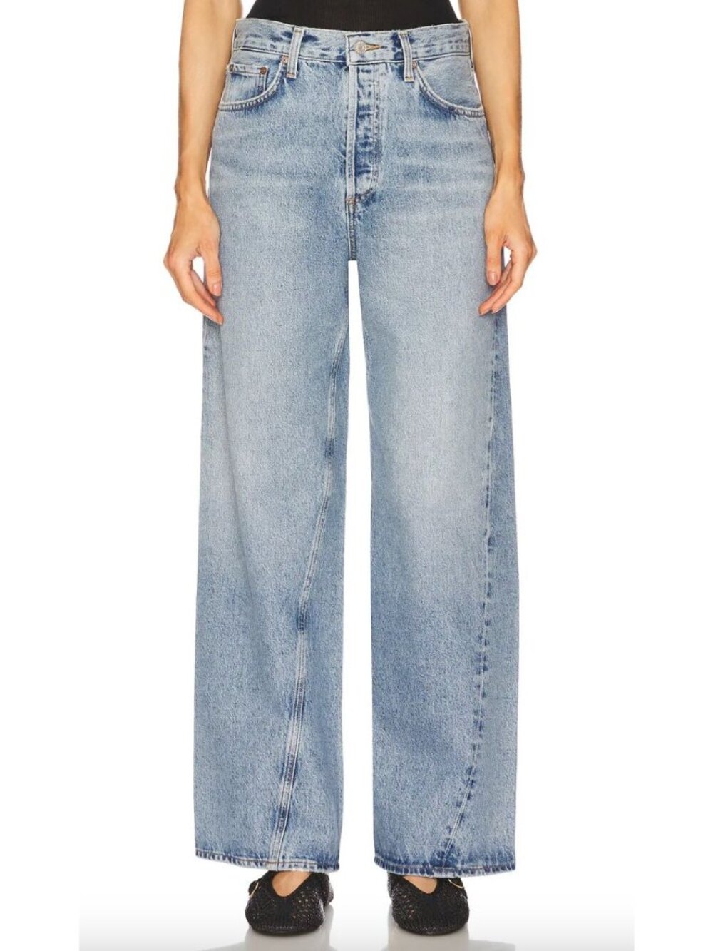 Agolde $278 Twist Low Slung Baggy Wide Leg Straight Size 25 Y2K